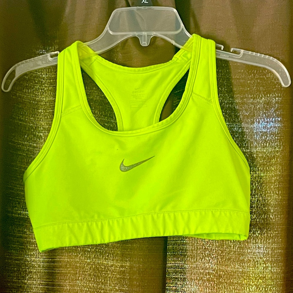 Neon Yellow Nike Dri-Fit sports bra size medium